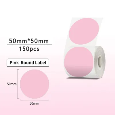 Produktbild von Thermische Etikettenpapier, Runde Barcode-Preisetiketten, Wasserdicht, Reißfest, Kompatibel mit Phomemo M221/M110/M120/M200, 50x50mm, 150 Blatt/Rolle
