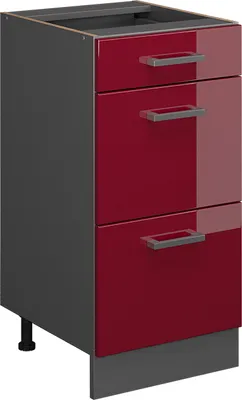 Produktbild von Küchenunterschrank Vicco R-Line Rot Hochglanz 40 cm mit Schubladen, ohne Arbeitsplatte, Model 37823