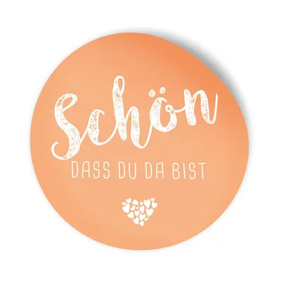 Produktbild von itenga 24x Sticker Aufkleber "Schön dass du da bist" apricot