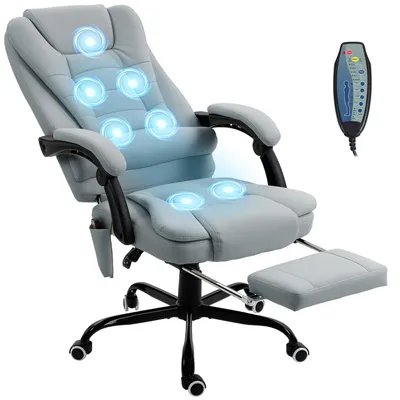 Produktbild von Bš¹rostuhl mit Massagefunktion, h?henverstellbar, mit verstellbarer Rš¹ckenlehne und kabelgebundener Fernbedienung, grau