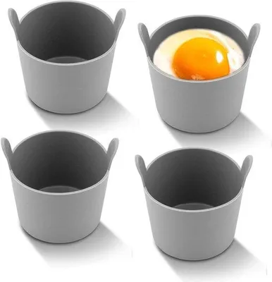 Immagine prodotto di Stampi in silicone per uova - Utensili da cucina - Preparazione della colazione - 7,5 x 5,5 cm - Grigio