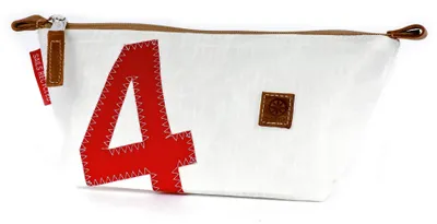 Produktbild von Etui Mäppchen Federmappe Stifte Navigator Weiss Zahl Rot aus Recycling Segeltuch