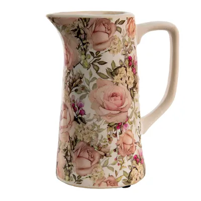Immagine prodotto di Clayre & Eef Brocca decorativa 750 ml Fiori di Vetroceramica rosa