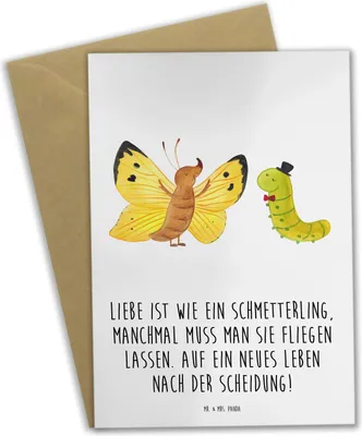 Produktbild von Mr. & Mrs. Panda Klappkarte Scheidung Neuanfang - Weiß - Geschenk, Zuversicht, liebevoll gestaltet, Liebe, hochzeitskarten, Grußkarte, Heiraten, Glückwunschkarte, Heirat