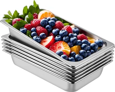 Obrázok produktu pre Nerezová nádoba 6 ks nádoba na potraviny Nádoba na potraviny, nepriľnavá doska, 537 x 330 x 90 mm komerčná ohrievacia nádoba na potraviny, koláče, nákypy, hotelová panvica stolová nádoba na potraviny