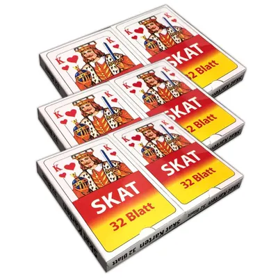 Produktbild von Ultimatives Skatspiel-Set: 3x2x32 Skatblätter im Kartonetui für gesellige Kartenabende