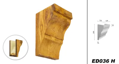 Produktbild von DECO WOOD Balkenkonsole modern aus Polyurethane, Dekokonsole, PolyurethanKonsole Holzoptik (hellbraun - 12x20cm) Rohrabdeckung Dekorkonsole Holzimitat