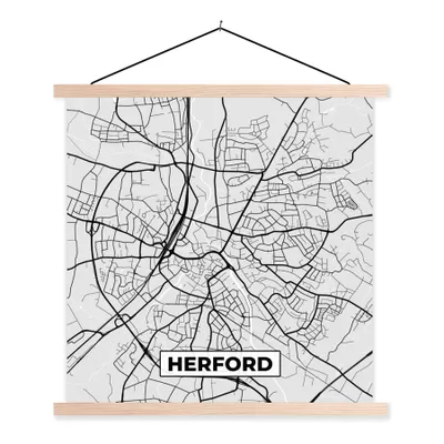 Produktbild von MuchoWow® Textilposter Stadtplan - Deutschland - Karte - Herford 60x60 cm mit holzfarbenen Rahmen - Wanddekoration