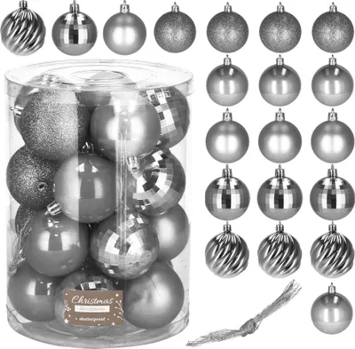 Produktbild von Weihnachtskugeln Christbaumkugel Weihnachten 20 Stück bis 4 cm - Grau