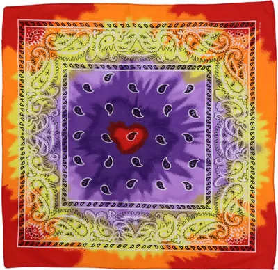 Produktbild von Bandana Tuch - Paisley Batik - quadratisches Kopftuch lila-bunt