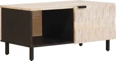 Imagen del producto de Maison Exclusive - Mesa de centro blanca, 80 x 50 x 40 cm, madera maciza de mango
