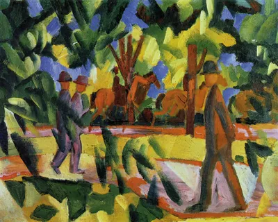 Zdjęcie produktu dla August Macke Art Print Obraz - Jeździec i spacerowicz w alei, 1914 (50 x 40 cm)