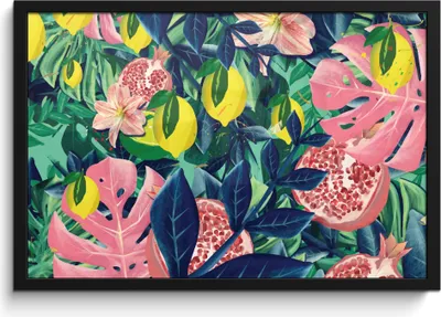 Produktbild von MuchoWow® MuchoWow® Gerahmtes Poster Blumen - Früchte - Farben 60x40 cm - Poster mit zchwarzem Bilderrahmen - Printing - Wanddeko Schlafzimmer