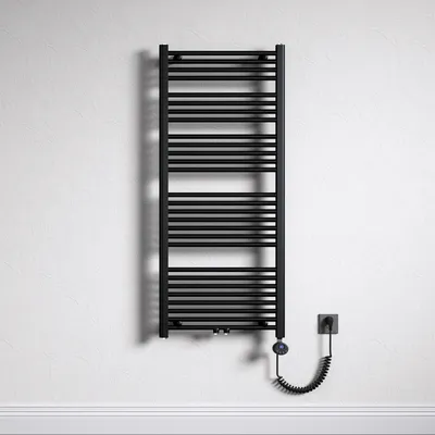 Produktbild von Mai & Mai Badheizkörper Elektrisch 60x140 cm matt Anthrazit, Handtuchwärmer für Strom, Seitenanschluss, Röhrenheizkörper Badheizung mit Heizstab 800W