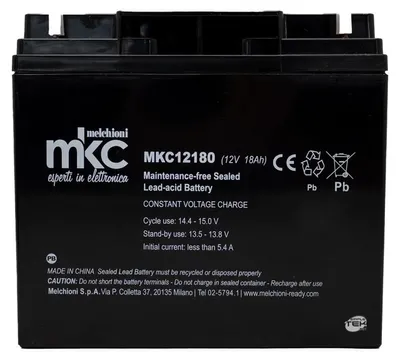 Imagen del producto de Melchioni MKC MKC12180: Batería sellada de plomo VRLA AGM, 12V, 18Ah, para sistemas UPS, alarmas de vehículos, etc