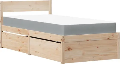 Obrázok produktu pre vidaXL Posteľ so zásuvkami a matracom 90x200 cm z masívneho borovicového dreva