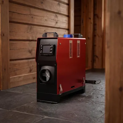 Zdjęcie produktu dla Ogrzewacz powietrza na olej napędowy, stojący - 8 kW - 12 V - zbiornik 5 litrów - aluminium - do kamperów