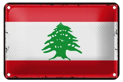 Produktbild von Blechschild Flagge Libanon 18x12cm Retro Flag of Lebanon Dekoration