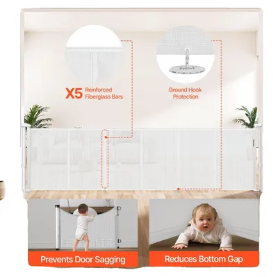 Immagine prodotto di VEVOR cancelletto a scomparsa per bambini alto 870 mm, estensibile fino a 1800 mm di larghezza, cancelletto per bambini o animali domestici, materiale a rete, facile da installare, per scale interne porte corridoigiochi nero