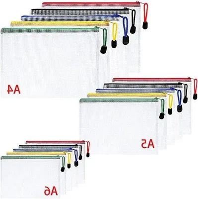 Produktbild von 15 Stück Plastikmappen A4 A5 A6 Dokumente Mesh Ordner