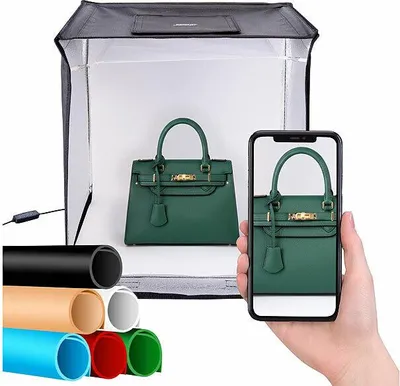 Image de Studio photo pliable avec éclairage LED CCT - 62 x 62 x 62 cm