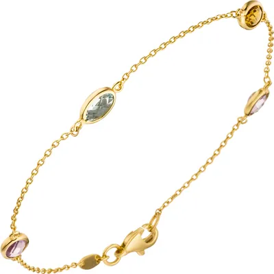 Produktbild von JOBO Armband 585 Gold Gelbgold 2 Amethyste 1 Citrin 1 Blautopas Goldarmband