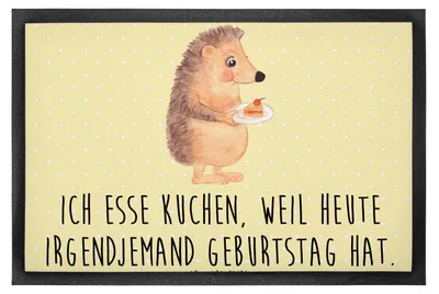 Produktbild von Mr. & Mrs. Panda Bodenvorleger Igel Kuchenstück 60 x 90 cm - Gelb Pastell - Geschenk, Torte, Schmutzmatte, Geburtstagskuchen, Essen Spruch, fußmatte, Kuchen, Backen