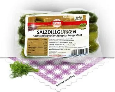 Obrázok produktu pre Uhorky Hook v praktickom balení 6 x 400 g – chrumkavé, čerstvé uhorky v tradičnej slanej kôpre, ideálne ako snack alebo príloha