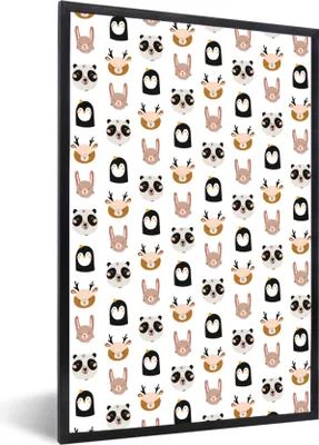 Produktbild von MuchoWow® MuchoWow® Gerahmtes Poster Tiere - Pastell - Muster 40x60 cm - Poster mit zchwarzem Bilderrahmen - Papierdruck - Wandbilder