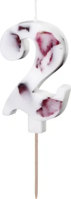 Produktbild von Geburtstagskerze Zahl 2 mit Rosenblättern 8cm Weiß / Rot