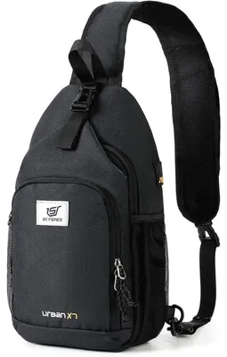 Produktbild von Brusttasche Schultertasche Herren Sling Bag Klein Crossbody Umhängetasche Wandern Outdoor Reisen Schwarz