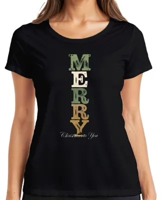 Obrázok produktu pre Dámske tričko s vianočným darčekom MERRY Christmas to You, čierna farba, 3XL