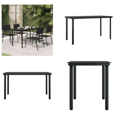 Produktbild von vidaXL Garten Esstisch Schwarz 140x70x74 cm Stahl und Glas - Garten-Esstisch - Garten-Esstische - Outdoor Esstisch - Terrassentisch