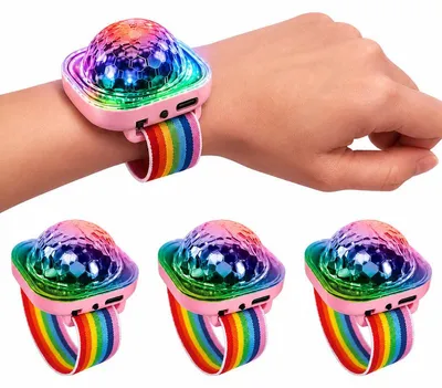 Produktbild von Disco Armband LED Licht, 4 Stück RGB Partylichter mit Musiksteuerung, Mini Lichteffekt für Party und Festival