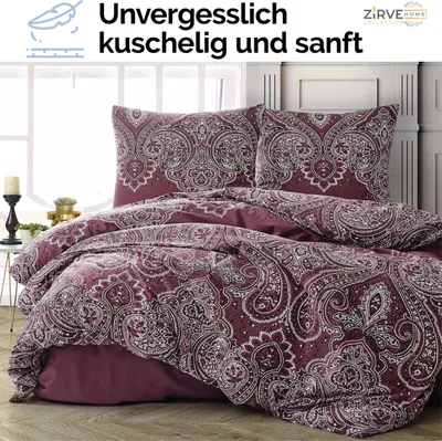 Produktbild von Bettwäsche 200x200 cm. 3 teilig set, Bordeaux, 100% Baumwolle/Renforcé, Pulse V2