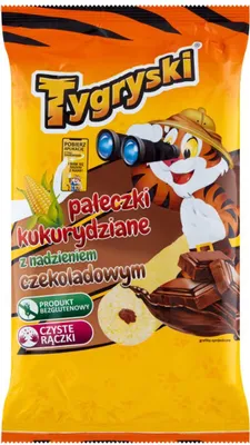 Zdjęcie produktu dla Tygryski Pałeczki Kukurydziane Z Nadzieniem Czekoladowym 60 G