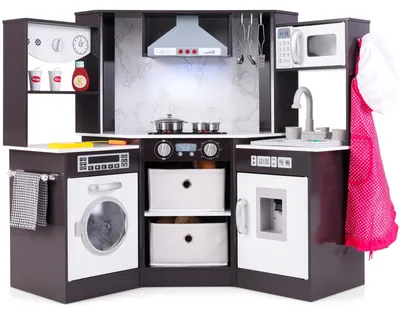 Productafbeelding van Houten kinderkooktoestel, hoekmodel, met licht en geluid, bruin