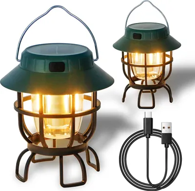 Produktbild von 2er Set Campinglampen, Dimmbare, Wiederaufladbare LED-Solar-Campinglaterne, Wasserdicht, Tragbar, Ideal für Notfälle und Camping