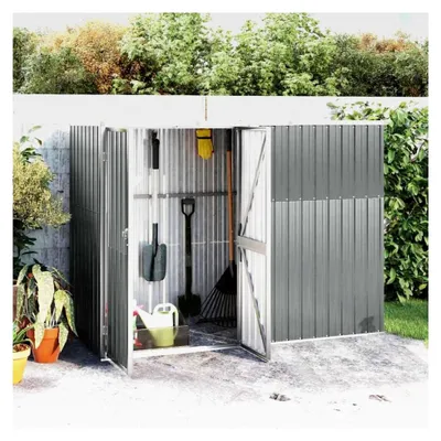 Produktbild von Gartenhaus Grau 225x89x161 cm aus verzinktem Stahl