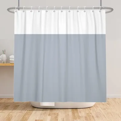 Zdjęcie produktu dla Minimalistyczna zasłona prysznicowa w kolorze szarym i białym do łazienki