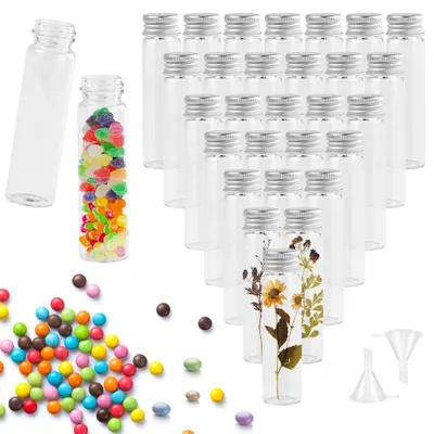 Productafbeelding van Solidchoice - 40pcs 20ml Kleine Glazen Flesjes met Schroefdop en 2 Trechters