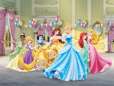 Obrázek produktu pro Disney Princesses Žlutá, modrá a zelená tapeta - 600586 - 360 x 270 cm