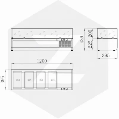 Produktbild von Aufsatzkühlvitrine ZVRX | 1200x380mm | für 4x 1/3 GN-Behälter