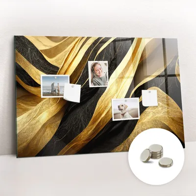 Obrázok produktu pre Magnetická tabuľa na stenu - Memo Tabuľa Sklenená - vrátane 5 magnetov - 90x60 cm - Elegantná abstrakcia