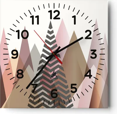 Produktbild von Wanduhr - Quadrat - Glasuhr - Berge Dreiecke Abstraktion - 40x40cm - Schleichendes Uhrwerk - Lautlos - zum Aufhängen bereit - Dekoration Modern - Wanddekoration aus Glas - C4AC40x40-4402