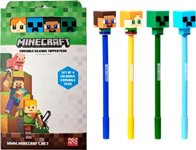 Produktbild von Minecraft-Set mit 4 farbigen lö schbaren Stiften