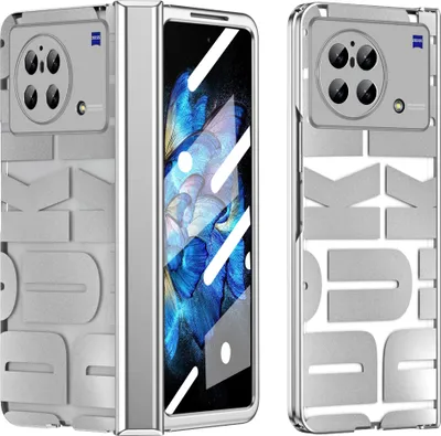 Produktbild von Hülle für Vivo X Fold Hülle mit Displayschutz und Scharnierschutz, Galvanisierter Klar Schutzhülle Silber