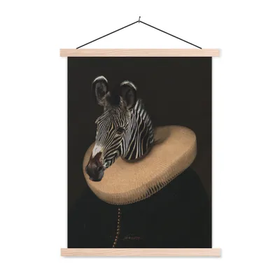Produktbild von MuchoWow® Textilposter Zebra - Alte Meister - Kunst 40x53 cm mit holzfarbenen Rahmen - Schlafzimmer