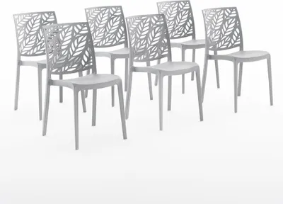 Immagine prodotto di set di 6 sedie impilabili in polipropilene con fibre di vetro per esterni e giardino, bar e ristoranti, cucina design moderno - DAFNE - Grigio chiaro