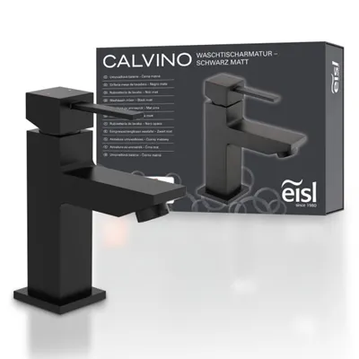 Obrázek produktu pro eisl CALVINO umyvadlová baterie, koupelnová baterie s vyskakovacím výtokem, vyskakovací výtoková zátka v matné černé barvě